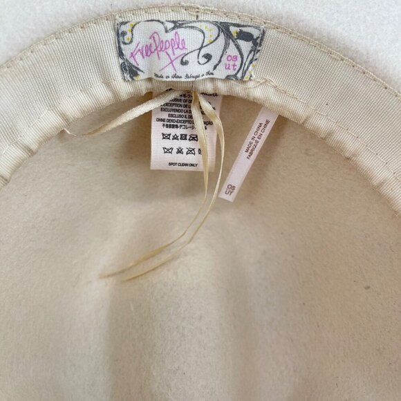 Free People Wool Wythe Leather Band Felt Hat OS French‎ Vanilla - Picture 5 of 7